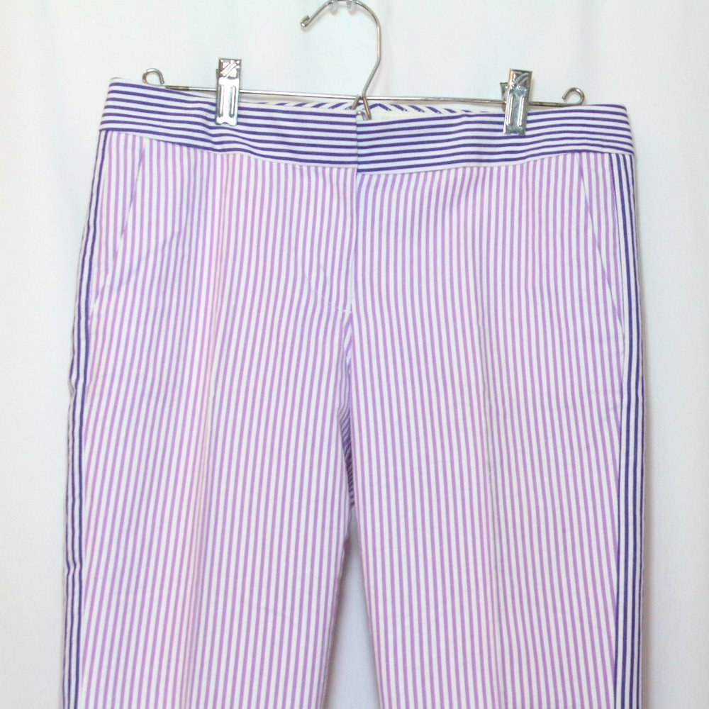 J Crew Purple Seersucker Crop Pants size 2
